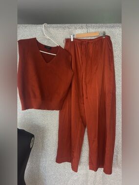 Banana Republic Rust Red Knit Vest and Drawstring Pants